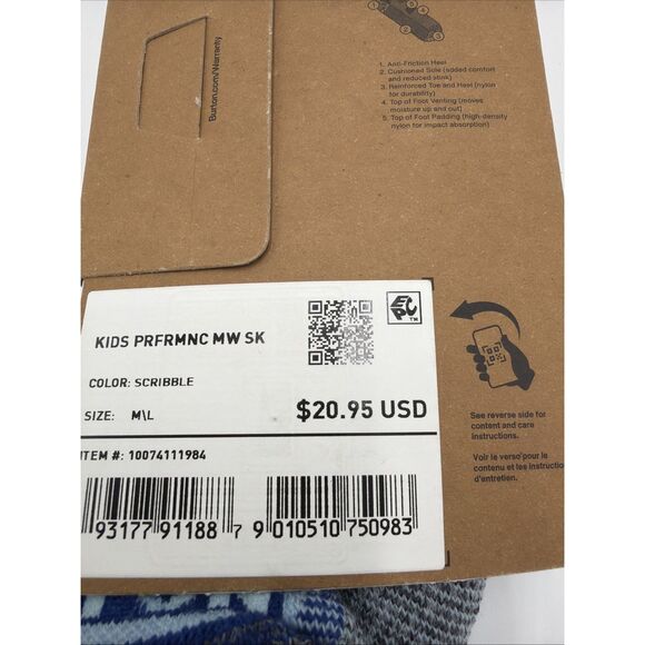 Burton Kid's Performance Midweight Socks Size M/L NEW Shoe 2-4 - Picture 3 of 4